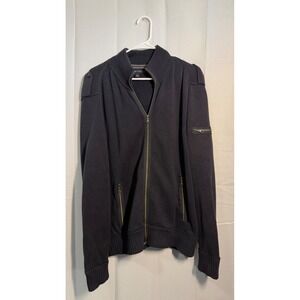 Banana Republic Mens Full Zip Knit Sweater Jacket Navy Blue Size Large